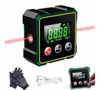 Vérificateur d'angle numérique magnétique avec laser électronique, boîte de niveau numérique de chargement USB, détecteur d'angle numérique avec laser (Black)