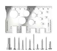 Vérificateur de filetage de boulon, outil de mesure de vis, outil de dimensionnement de vis en acier inoxydable pour le travail du bois, électriciens, charpentiers, ingénieurs, chantiers de