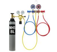 Vérificateur de perte de pression pour véhicule - Ensemble de test de vide avec manomètre pour air comprimé - Bouteille de gaz de protection NH5 8L/10L d'azote pour climatisation R1234YF - Manomètre 1