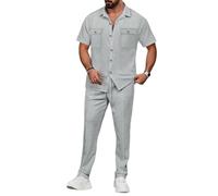 Veriliss 2 Pièces Survêtement Tendance Pour Hommes Sport Costume De Jogging Athlétique Manches Courtes