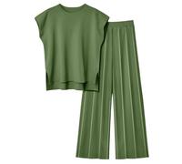 Veriliss 2 Pièces Vêtements pour Femmes Ensemble De Chandails Gilet Tricoté Pantalon À Ceinture Élastique