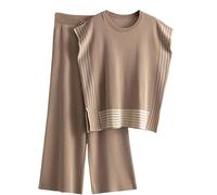 Veriliss 2 Pièces Vêtements pour Femmes Ensemble De Chandails Gilet Tricoté Pantalon À Ceinture Élastique