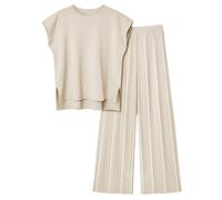 Veriliss 2 Pièces Vêtements pour Femmes Ensemble De Chandails Gilet Tricoté Pantalon À Ceinture Élastique