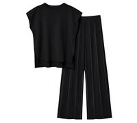 Veriliss 2 Pièces Vêtements pour Femmes Ensemble De Chandails Gilet Tricoté Pantalon À Ceinture Élastique