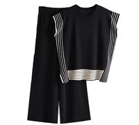 Veriliss 2 Pièces Vêtements pour Femmes Ensemble De Chandails Gilet Tricoté Pantalon À Ceinture Élastique