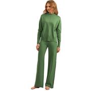 Veriliss Tailleurs-Pantalons Hiver Printemps Femme Ensemble Chic et Elegant Tricoté 2 Pièces D'Intérieur Tenue Décontracté Longues Respirant et Confortable Knit Large Lounge Set