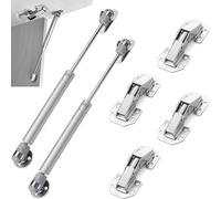 Vérin à Gaz,Charnière Porte Placard,100N Amortisseurs à Gaz et 90° Charniere Invisible Placard set,pour portes de placard,portes en bois,portes à lamelles en bois,armoires (6 pcs)