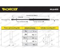 Vérin à gaz de capot ML6400 MONROE pour OPEL VAUXHALL