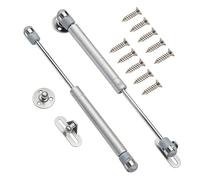 Vérin à Gaz Lot de 2, 100 N avec Vis et Charnières à Fermeture Douce, Support de Levage pour Couvercle de Placard de Cuisine, Armoire à Jouets et Autres Meubles Lourds, Argenté