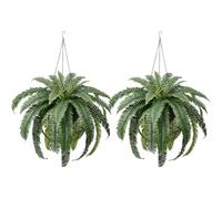 VeriNatural 2 Pièces Fougère Artificielle Boston 120 cm - Fausse Plante avec 33 Feuilles, Résistante UV avec Panier Suspendu - Plante Artificielle Intérieur Extérieur pour Salon, Balcon, Jardin, VN142