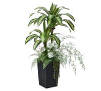 VeriNatural Dracaena Artificiel 120 cm - Plante Artificielle Intérieur Extérieur avec Pot Conique Noir et 6 Fausses Plantes, Résistante UV - Arbre Artificiel Décoration Maison Bureau Jardin, VN151