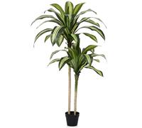 VeriNatural Dracaena Artificielle 120cm - Arbre Plante Décorative Fausse Plante Intérieure Extérieure avec Pot Noir - Grande Plante Artificielle Résistante aux UV pour Maison Bureau Jardin,VN123