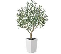 VeriNatural Olivier Artificiel 150 cm - Plante Artificielle Intérieur Décorative avec Pot Conique Blanc, Protection UV - Fausse Plante Verte Maison Salon Bureau Jardin Extérieur, VN156