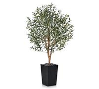 VeriNatural Olivier Artificiel 150cm-Grande Plante Artificielle d'Intérieur et Extérieur, Fausse Arbre avec Pot en Plastique Tressé Noir&Résistant aux UV-Décoration pour Maison,Balcon,VN133