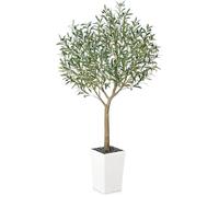 VeriNatural Olivier Artificiel 180 cm - Plante Artificielle Intérieur Décorative avec Pot Conique Blanc, Protection UV - Fausse Plante Verte Maison Salon Bureau Jardin Extérieur, VN156