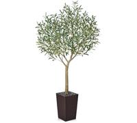 VeriNatural Olivier Artificiel 180 cm - Plante Artificielle Intérieur Décorative avec Pot Conique Marron, Protection UV - Fausse Plante Verte Maison Salon Bureau Jardin Extérieur, VN156