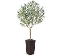 VeriNatural Olivier Artificiel 210 cm - Plante Artificielle Intérieur Décorative avec Pot Conique Marron, Protection UV - Fausse Plante Verte Maison Salon Bureau Jardin Extérieur, VN156