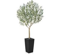 VeriNatural Olivier Artificiel 210 cm - Plante Artificielle Intérieur Décorative avec Pot Conique Noir, Protection UV - Fausse Plante Verte Maison Salon Bureau Jardin Extérieur, VN156