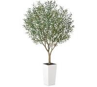 VeriNatural Olivier Artificiel 240 cm - Plante Artificielle Intérieur Décorative avec Pot Conique Blanc, Protection UV - Fausse Plante Verte Maison Salon Bureau Jardin Extérieur, VN156