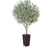 VeriNatural Olivier Artificiel 240 cm - Plante Artificielle Intérieur Décorative avec Pot Conique Marron, Protection UV - Fausse Plante Verte Maison Salon Bureau Jardin Extérieur, VN156