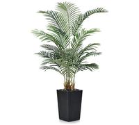 VeriNatural Palmier Artificiel 150cm-Arbre Fausse Réaliste pour Décoration Intérieure/Extérieure-Plante Artificielle Grande Résistant aux UV avec Pot Carré Noir pour Salon, Bureau, Jardin,VN130