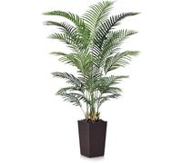 VeriNatural Palmier Artificiel 180cm-Arbre Fausse Réaliste pour Décoration Intérieure/Extérieure-Plante Artificielle Grande Résistant aux UV avec Pot Carré Marron pour Salon, Bureau, Jardin,VN130