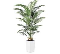 VeriNatural Palmier Artificiel 180cm-Arbre Fausse Réaliste pour Décoration Intérieure/Extérieure-Plante Artificielle Grande Résistant aux UV avec Pot Carré Blanc Carré pour Salon, Bureau, Jardin,VN130