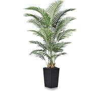 VeriNatural Palmier Artificiel 180cm-Arbre Fausse Réaliste pour Décoration Intérieure/Extérieure-Plante Artificielle Grande Résistant aux UV avec Pot Carré Noir pour Salon, Bureau, Jardin,VN130