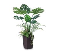 VeriNatural Plante Artificielle Grande Monstera - 120cm Fausse Plante avec Brun Pot Tressé Anti-UV - Arbre Artificiel Idéale pour Intérieure Extérieure Bureau Salon Balcon Décoration Maison,VN150