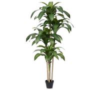 VeriNatural Plante Artificielle Intérieur Extérieur 180cm Dracaena - Fausse Plante avec 4 Troncs, 76 Feuilles Vertes, Pot Plastique Résistant UV - Décoration Maison Bureau Jardin pour sans Entretien