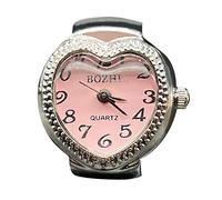 Véritable bague de montre pour indiquer l'heure - Bague ronde et épaisse en argent réglable - Bijoux tendance - Anneaux dinosaures pour couple, taille unique, Métal, Sans pierre précieuse