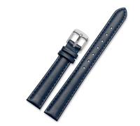 Véritable bande de montre en cuir compatible avec le Citizen Fossil Plain Watch Strap Folli Bracelet Bracelet Blue Brown 14 mm 16 mm 18 mm (Blue Dark Silver, 14 mm)