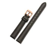 Véritable bande de montre en cuir compatible avec le Citizen Fossil Plain Watch Strap Folli Bracelet Blue Rose Brown 14 mm 16 mm 18 mm (Gray-Rosegold, 12 mm)