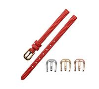 Véritable Bracelet en Cuir pour Femmes Bracelet 6/8/10/12mm Lézards en Cuir Bracelet Petite Ceinture Montres-Bracelets Ardillon Rouge, 12mm Boucle d'or