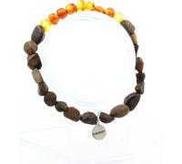 Véritable bracelet en perles d'ambre de la mer Baltique + opale de Boulder d'Australie, taille adaptable