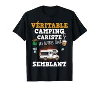 Véritable Camping-Cariste Vin Bière Café Montagne T-Shirt