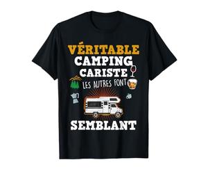 Véritable Camping-Cariste Vin Bière Café Montagne T-Shirt