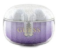 CG Mobile Casque TWS Guess – BT 5.3, IPX4, station d'accueil, Type‑C – Dégradé violet pailleté