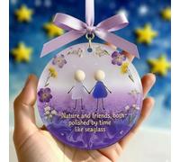 Véritable décoration en verre de mer, souvenir intemporel en forme de cœur, décorations à suspendre pour sapin de Noël, True Friends are Like Sea Glass rare à trouver, art en verre de mer pour