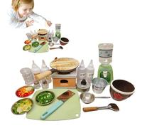 Véritable ensemble de cuisine pour - Ensemble de cuisine pour jeux de simulation, ustensiles de cuisine pour | Complet avec bouteilles d'assaisonnement et poêle à frire, outils de