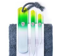 Véritable ensemble de limes à ongles en verre tchèque - Râpe à pied Anti-callosités, surface gravée de grains différents sur les deux faces, manucure et pédicure, Qualité UE