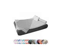 Véritable fouta Tunisienne 1m x 2m tissage à plat 100% coton 380g - Horizon - Lin et Noir