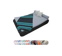 Véritable fouta Tunisienne 1m x 2m tissage à plat 100% coton 380g - Rayures fines - Gris foncé et bleu