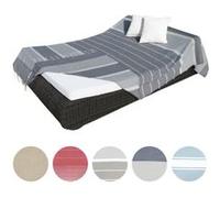 Véritable fouta Tunisienne XXL 2m x 3m tissage à plat coton ou lin 380g - Rayures fines - Gris foncé et gris clair Gris G