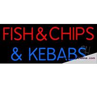 Véritable panneau lumineux néon LED Fish And Chips N Kebabs fait à la main pour décoration murale en PVC 35,6 x 43,2 cm