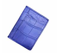 Véritable peau de crocodile pour femmes, porte-cartes colorés, en cuir d'alligator véritable, petit portefeuille court pour femme, bleu, 8cm (Length) x 10.5cm(Height), Mode et loisirs