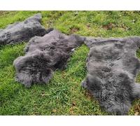 Véritable peau de mouton écologique de qualité supérieure Fourrure d'agneau Top Dk Gris L-XXL 120-130 x 60-80 cm
