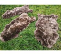 VERITABLE PEAU DE MOUTON MERINO ALLEMANDE TAUPE FONCE LAINE DOUCE NOUVEAU L - XXL 110-120 x 60-70