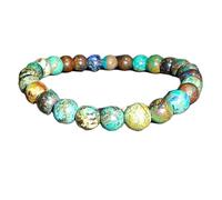 Véritable pierre précieuse d'azurite naturelle de 8 mm | Pierre ronde à taille lisse | Pierre multicolore | Bracelet élastique énergétique | Bracelet de guérison | Bijou fait main | LK_WOSB_00223_7