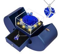 Véritable rose bleue préservée avec inscription « Love You Forever » - Cadeau d'anniversaire pour femme, maman, épouse, petite amie, grand-mère pour la Saint-Valentin, la fête des mères, Noël, un